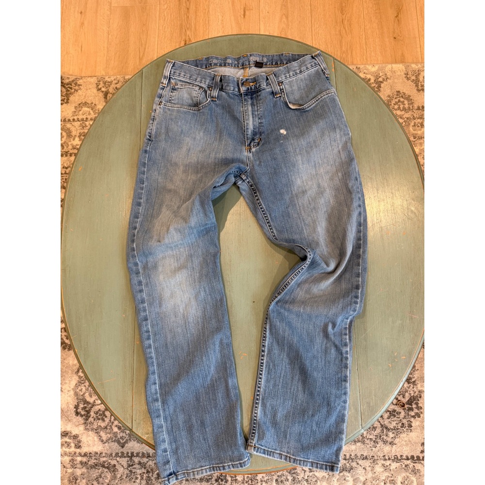 Carhartt Mens Relaxed Fit Straight Leg Jeans Medium Wash‎ Blue 34x30 Workwear